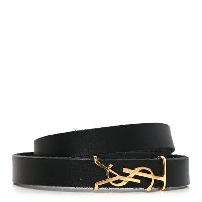 Saint Laurent Calfskin Opyum Double Wrap Bracelet Black 1 of 3