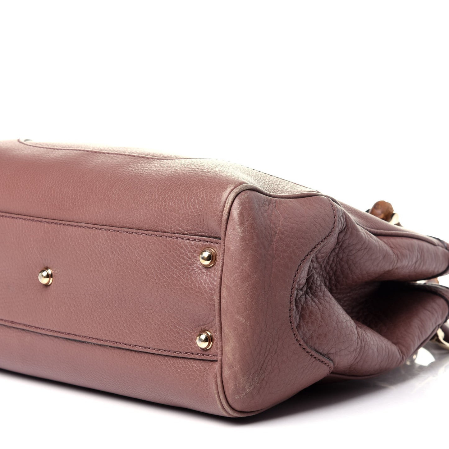 Pebbled Calfskin Small Diana Bamboo Top Handle Tote Pink Tan