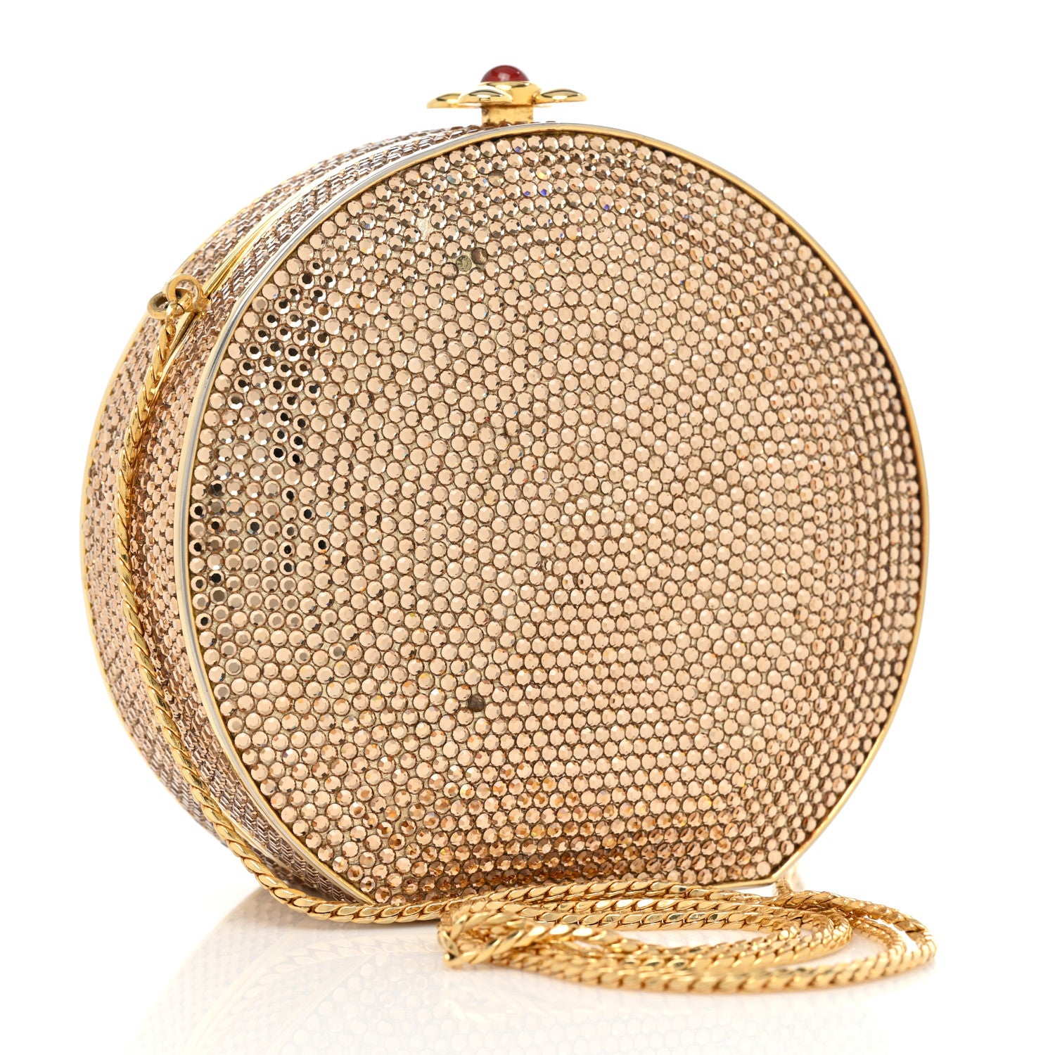 Judith Leiber Swarovski Crystal Minaudiere Clutch Gold 3 of 11