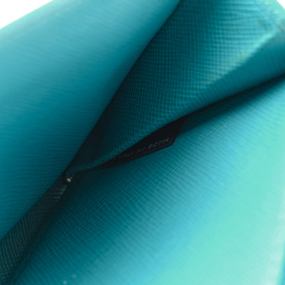 Prada Saffiano Metal Continental Flap Wallet Pavone 7 of 11