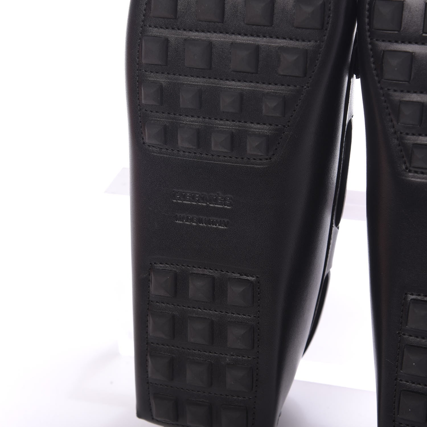 Hermes Calfskin Irving Driving Moccasin Loafers 37 Black 7 of 12