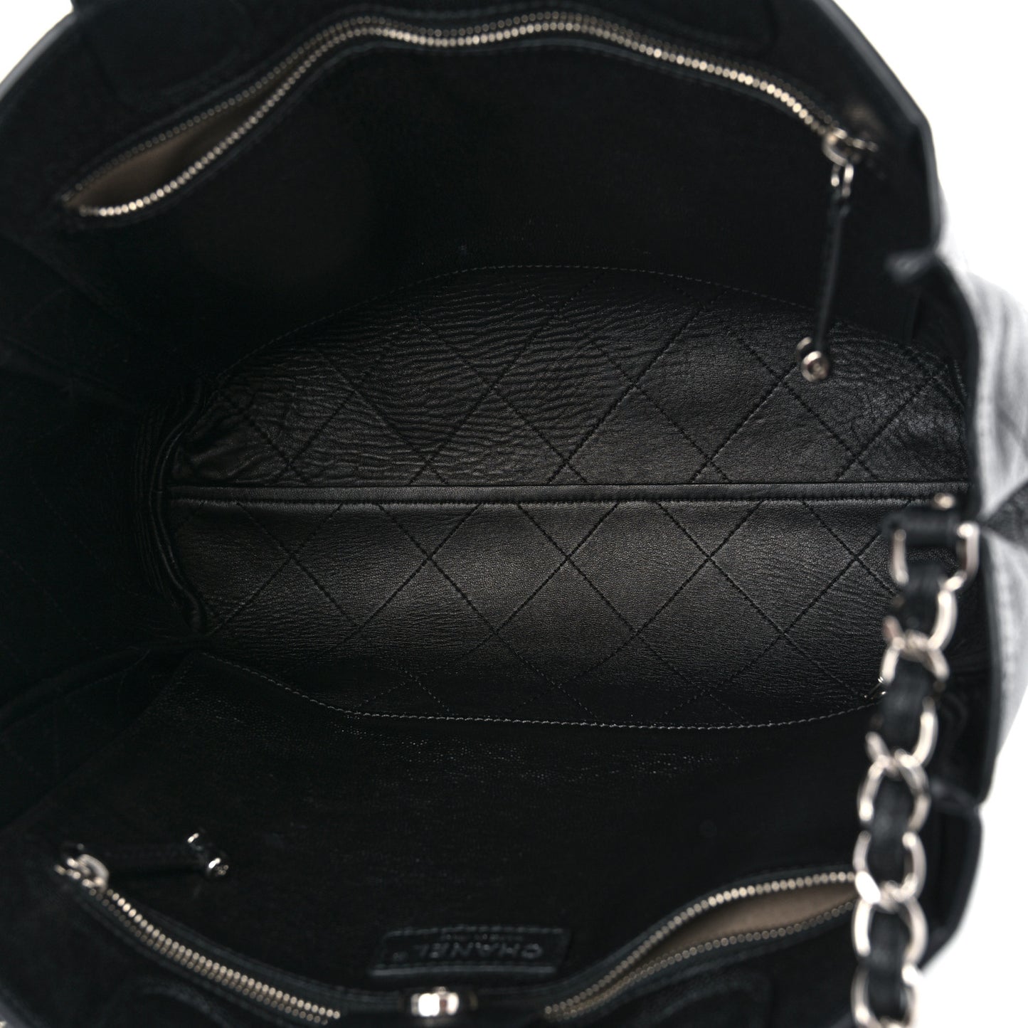 Caviar Stitched Medium Lady Coco Shopping Tote Black
