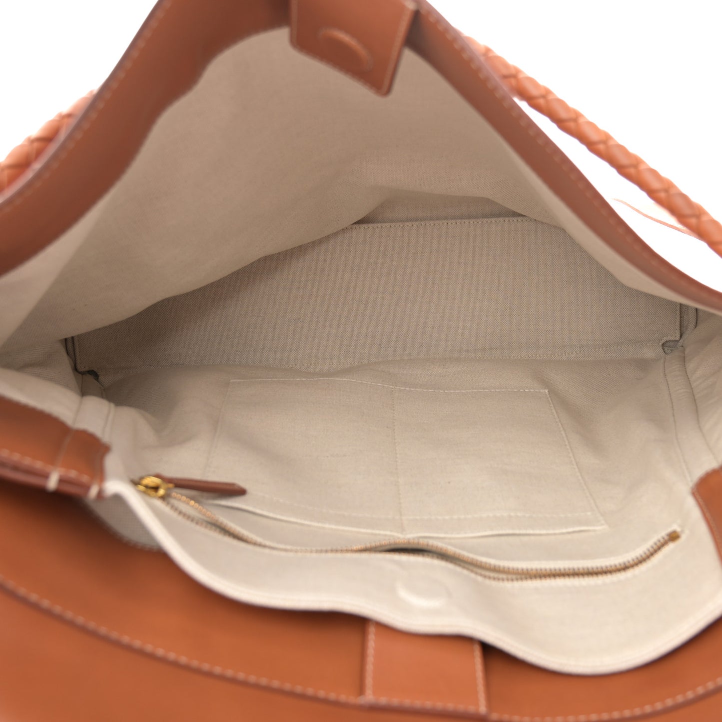 Washed Canvas Calfskin Large Andiamo Backpack Natural Light Wood