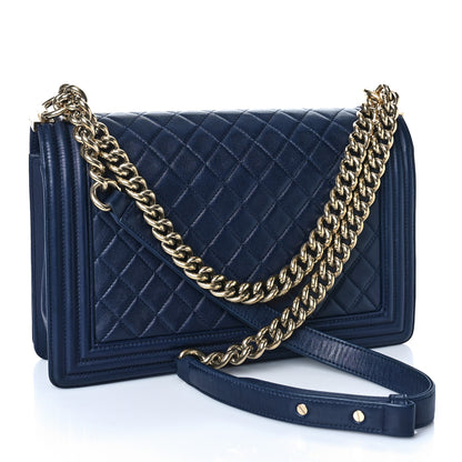 Chanel Lambskin Quilted New Medium Boy Flap Dark Navy Blue 3 of 16