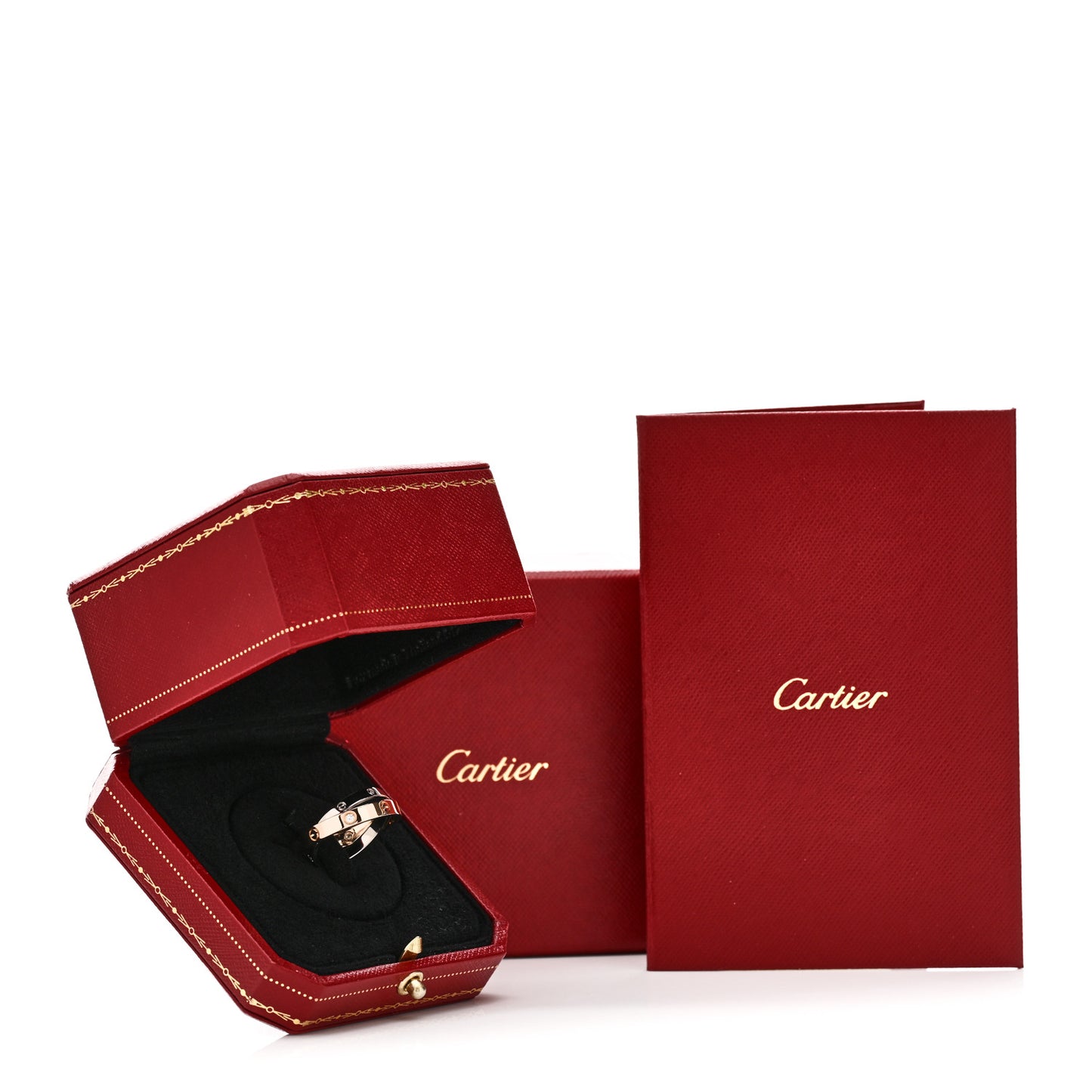 18K Pink White Gold 6 Diamonds LOVE Ring 57 8