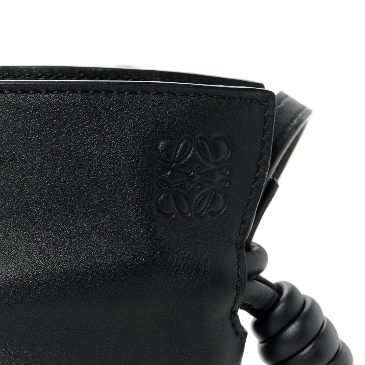 Calfskin Mini Flamenco Knot Clutch Black