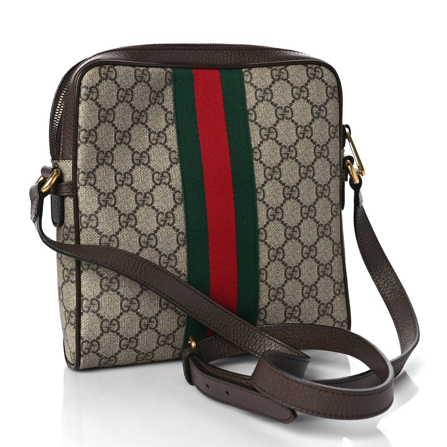 GG Supreme Monogram Web Small Ophidia Messenger Bag Brown