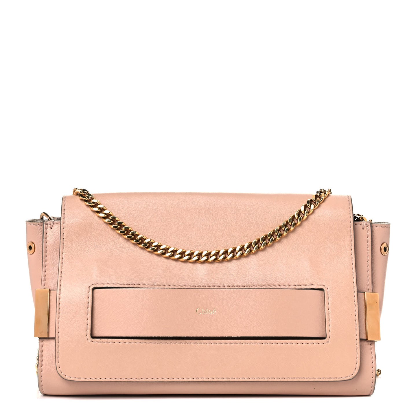 Nappa Medium Elle Chain Clutch Blush Nude