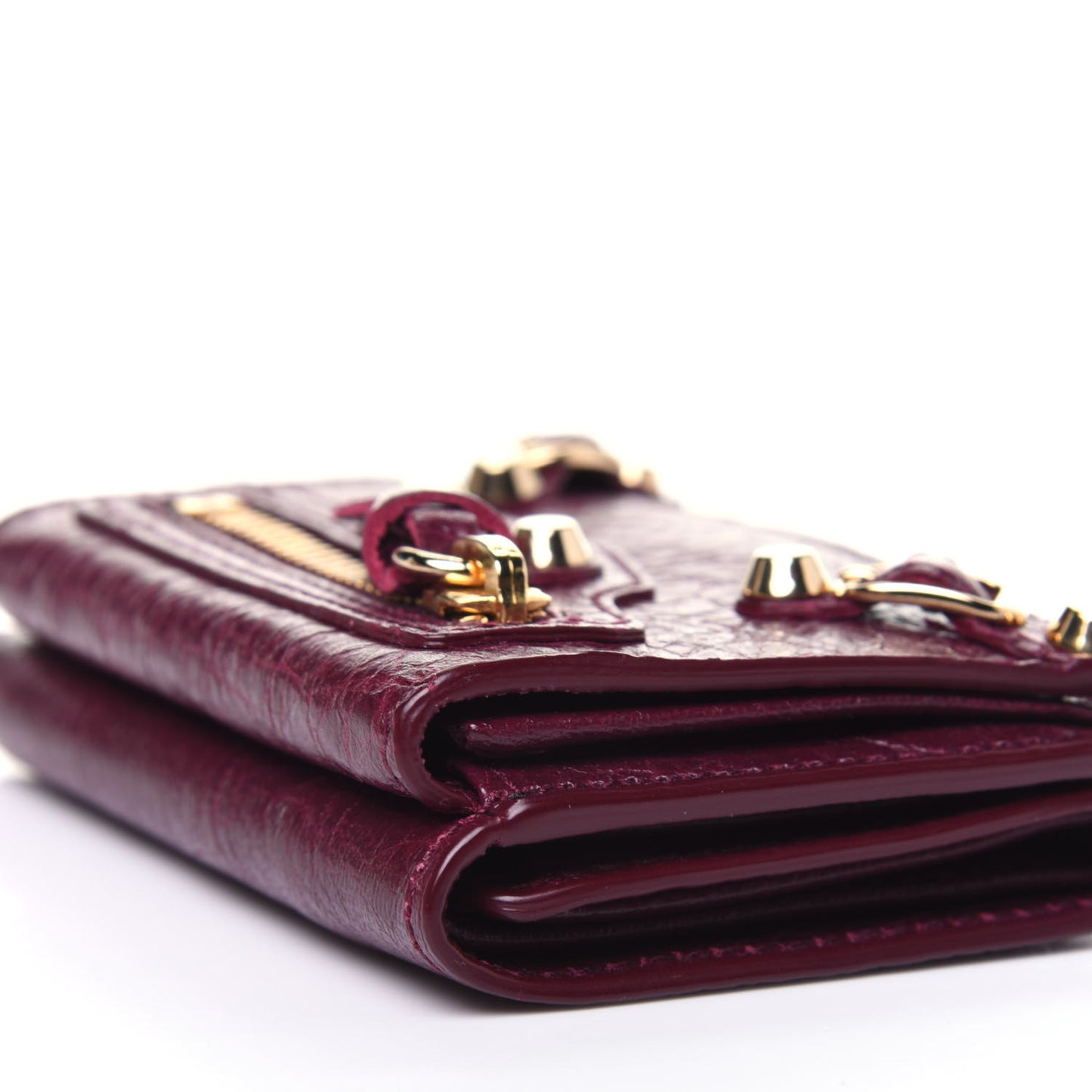 Agneau Arena Classic Gold Hardware Mini Wallet Violet Prune
