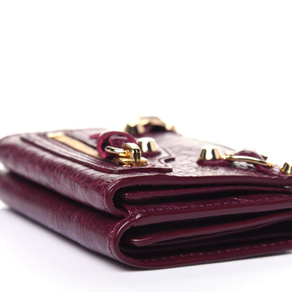 Balenciaga Agneau Arena Classic Gold Hardware Mini Wallet Violet Prune 13 of 13