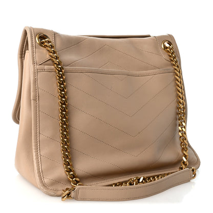 Saint Laurent Lambskin Matelasse Monogram Medium Niki Chain Satchel Dark Beige 3 of 12