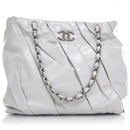Chanel Leather Twisted Medium Tote Light Gray 1 of 10