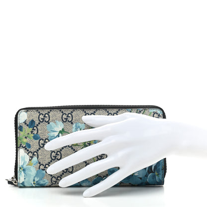 Gucci GG Supreme Monogram Blooms Zip Around Wallet Blue 2 of 8