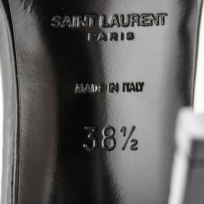 Saint Laurent Patent Calfskin Chain Jane 110 Ankle Strap Sandals 38.5 Black 6 of 7