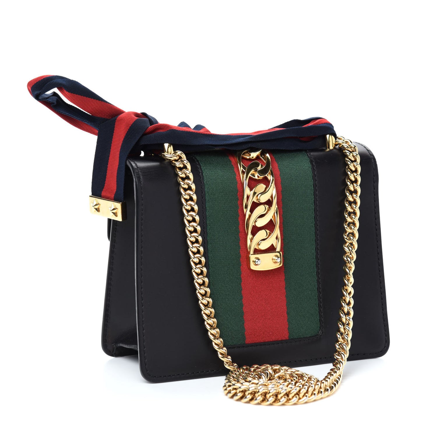 Calfskin Mini Sylvie Chain Shoulder Bag Black
