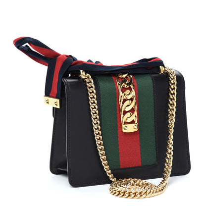 Gucci Calfskin Mini Sylvie Chain Shoulder Bag Black 3 of 10