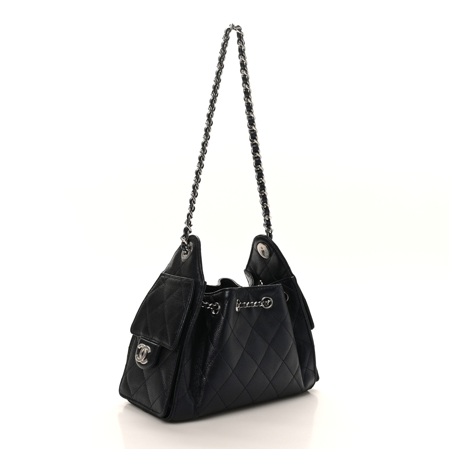 Chanel Metallic Caviar Quilted Mini Chanel 25 Handbag Dark Blue 3 of 10