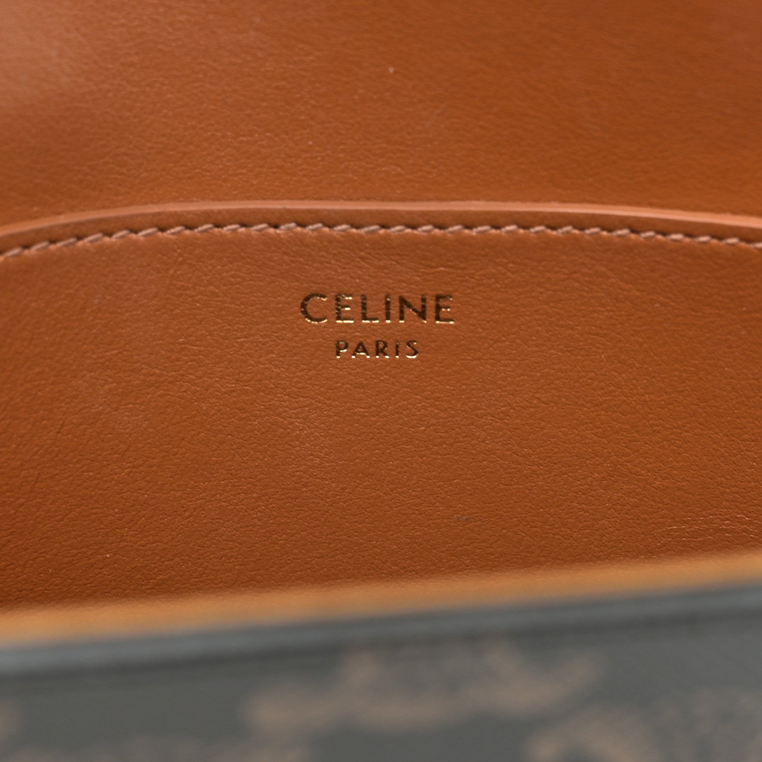 Celine Triomphe Canvas Calfskin Tabou Clutch on Strap Tan 6 of 10