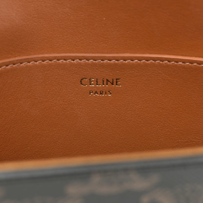 Celine Triomphe Canvas Calfskin Tabou Clutch on Strap Tan 6 of 10