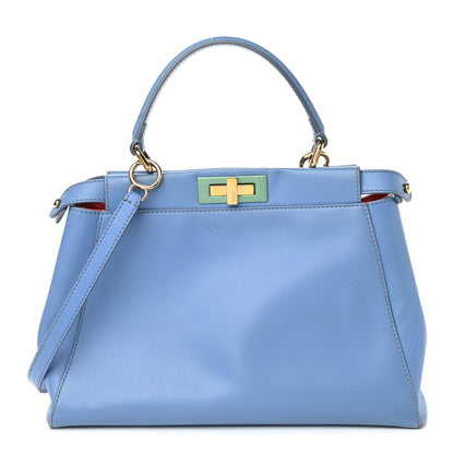 Fendi Vitello Morgan Shiny Nappa Medium Peekaboo Iconic Satchel Maldives Papavero 1 of 14