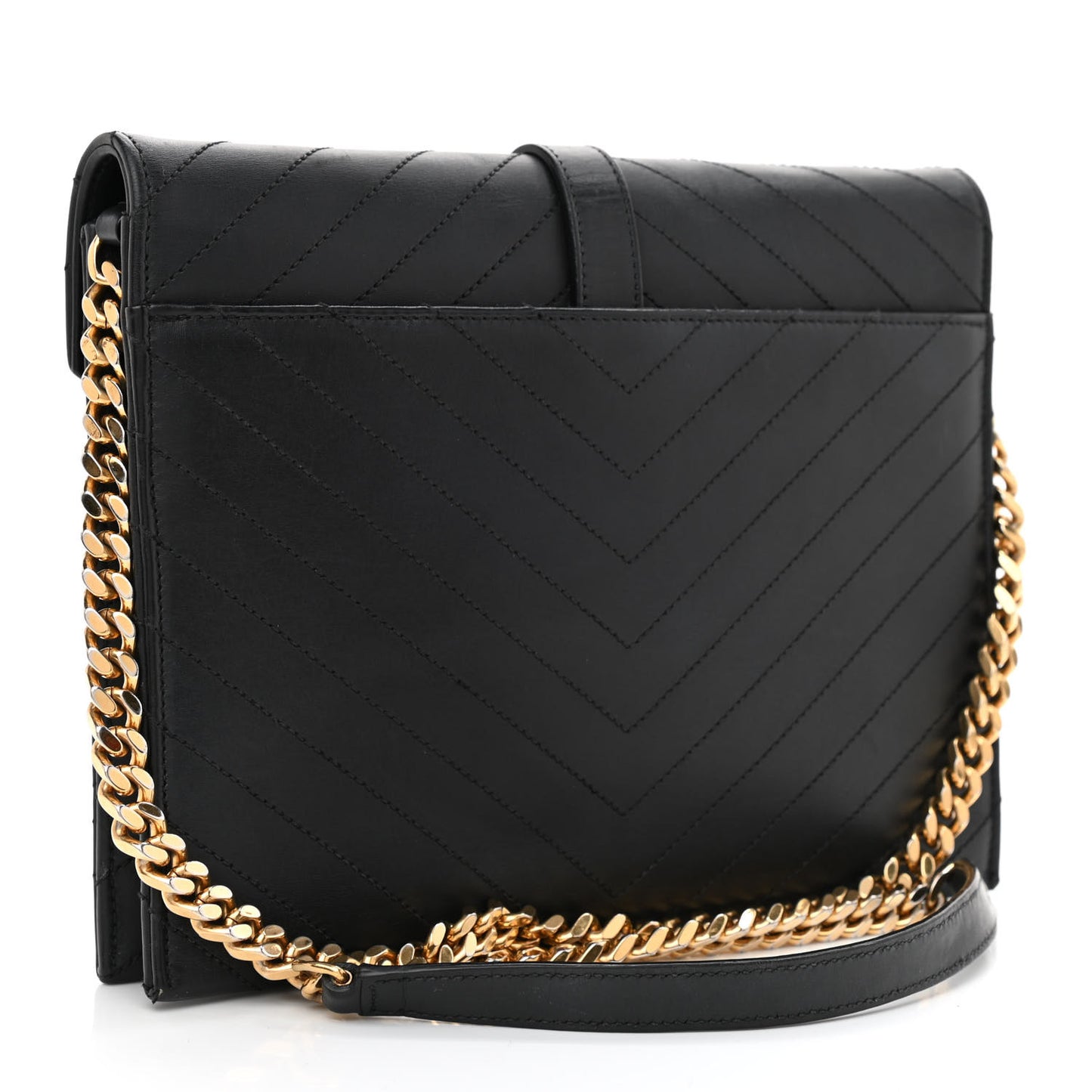 Calfskin Matelasse Chevron Medium Monogram Satchel Black