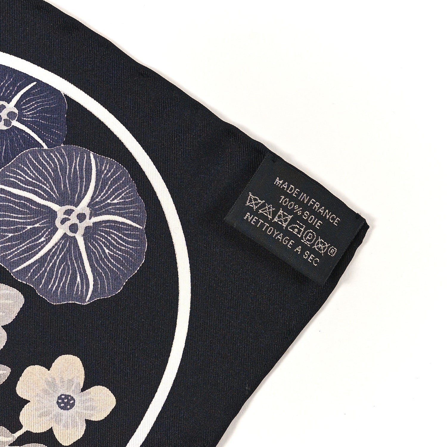 Hermes Silk Planifleurs Scarf 90 Black Gris Parchemin 3 of 3