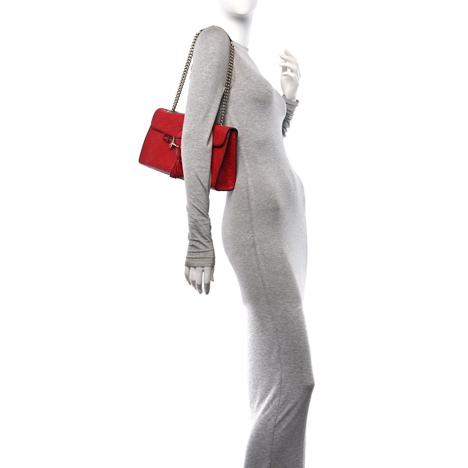 Gucci Guccissima Medium Emily Chain Shoulder Bag Red 2 of 11