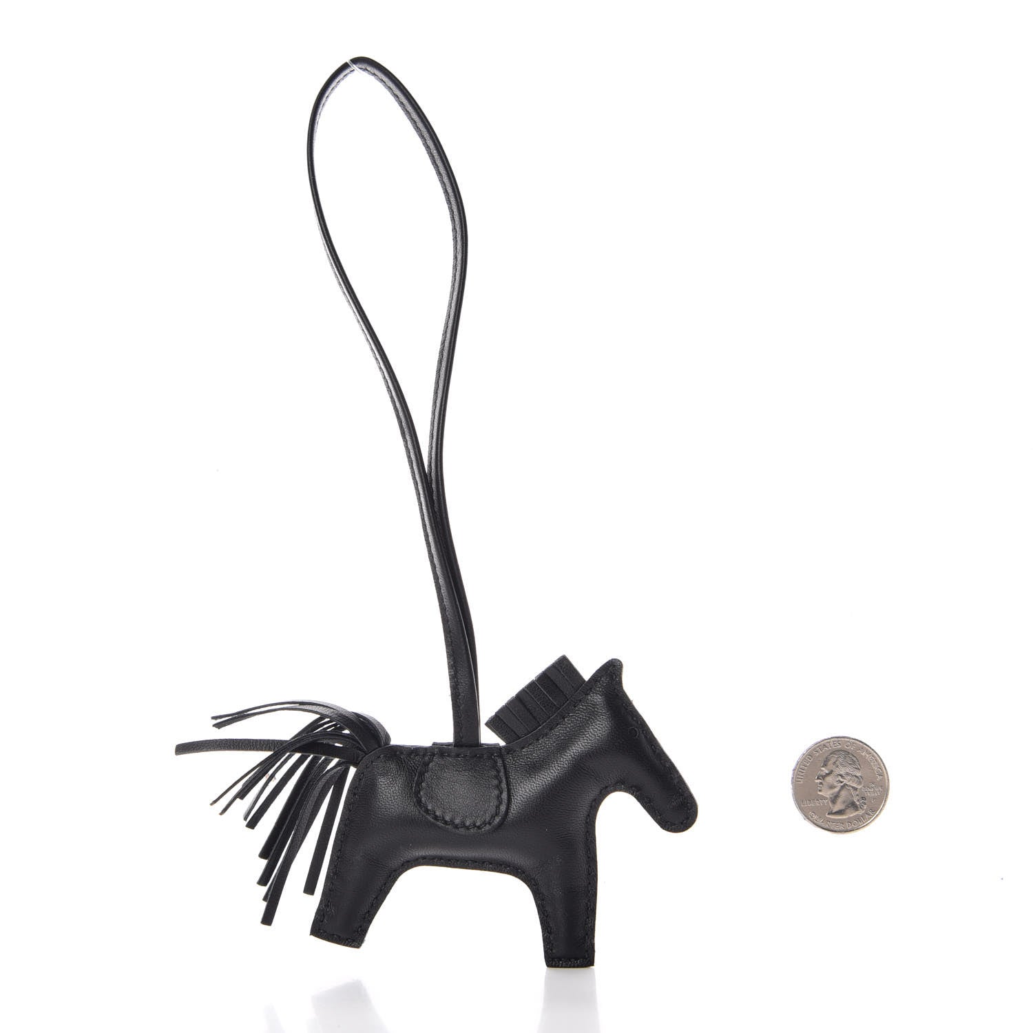 Hermes Milo Lambskin Grigri Rodeo Horse Bag Charm PM So Black 2 of 5