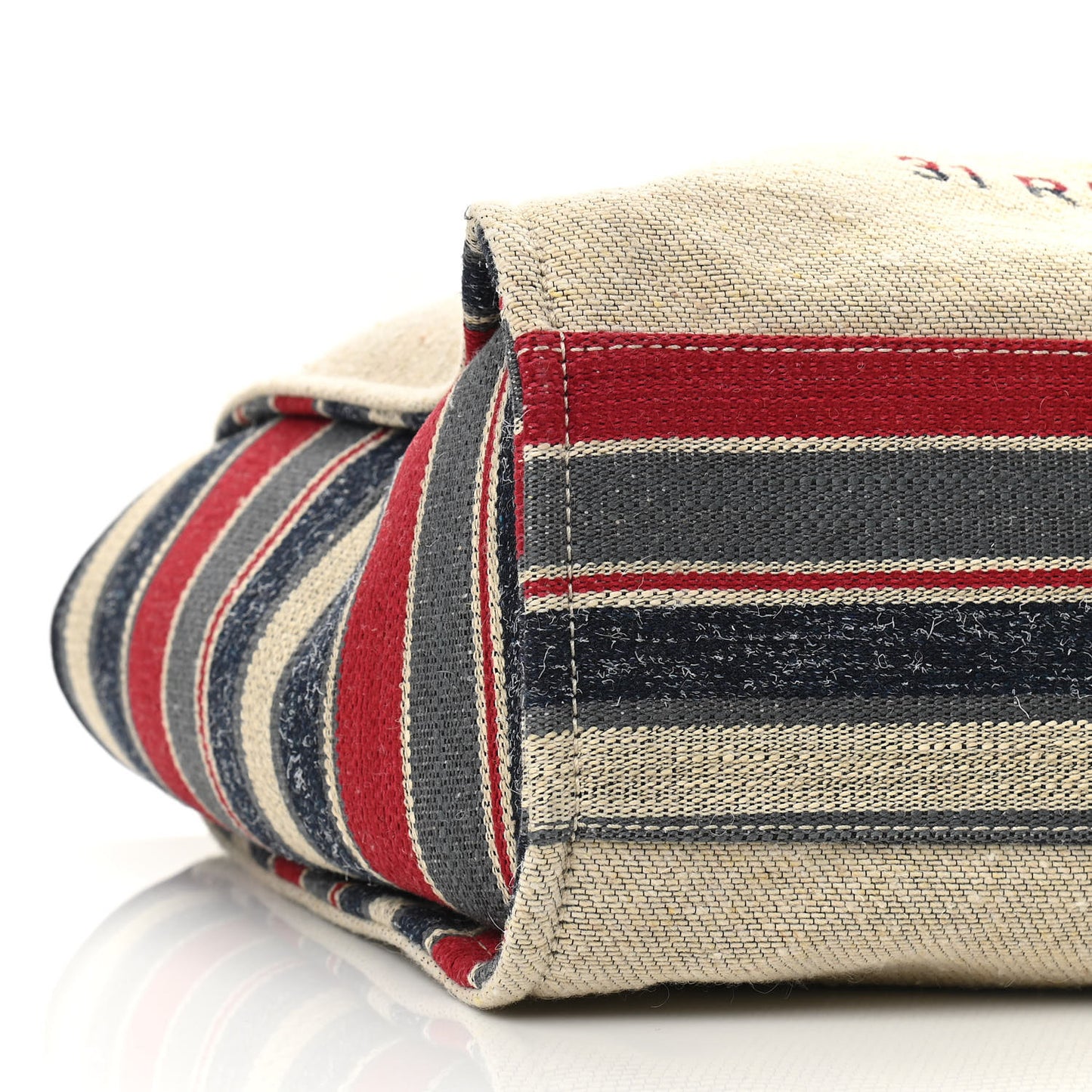 Striped Canvas Large Deauville Tote Beige