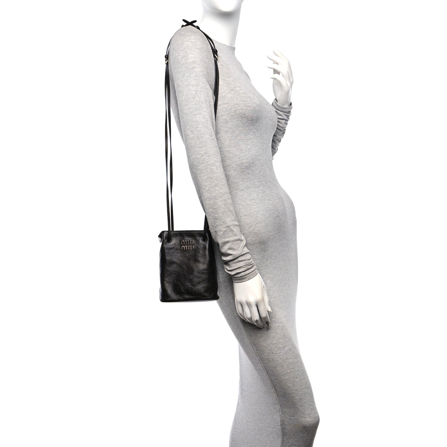Miu Miu Distressed Nappa Pouch Coffee 2 of 9