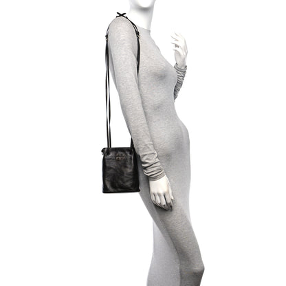 Miu Miu Distressed Nappa Pouch Coffee 2 of 9
