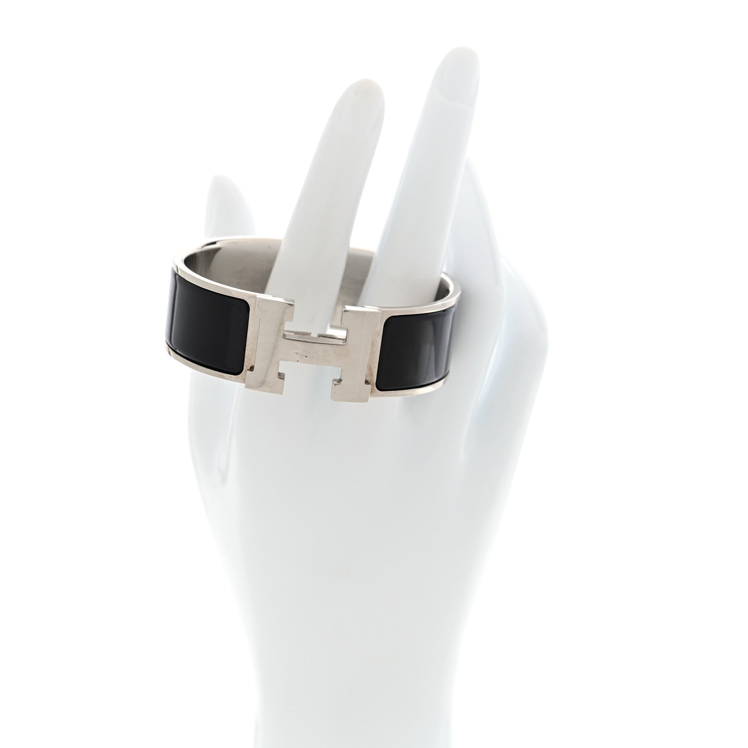 Hermes Enamel Wide Clic Clac H Bracelet GM Black 2 of 4