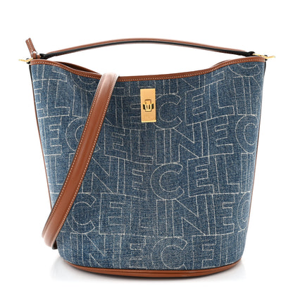 Celine Denim Calfskin Logo Bucket 16 Bag Blue 1 of 12