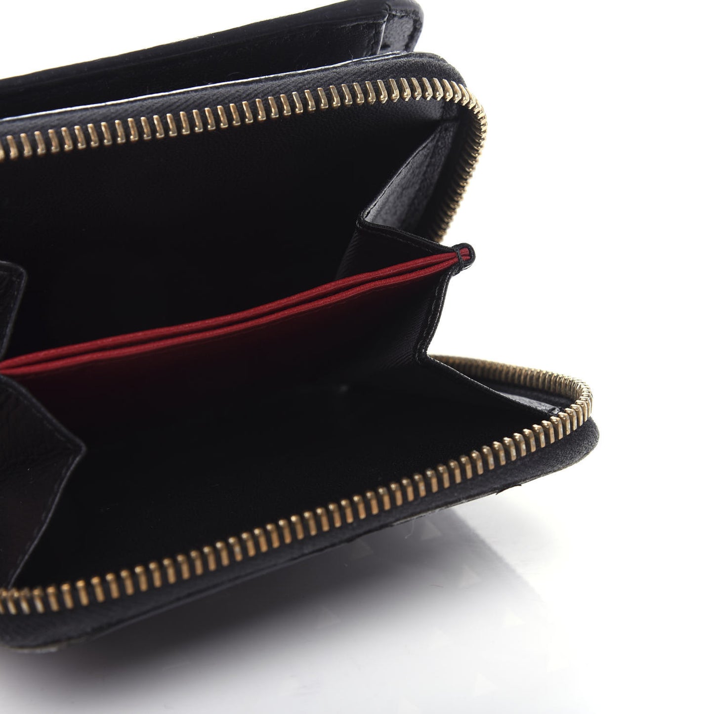 Nappa Rockstud Spike Compact Zip Around Wallet Black
