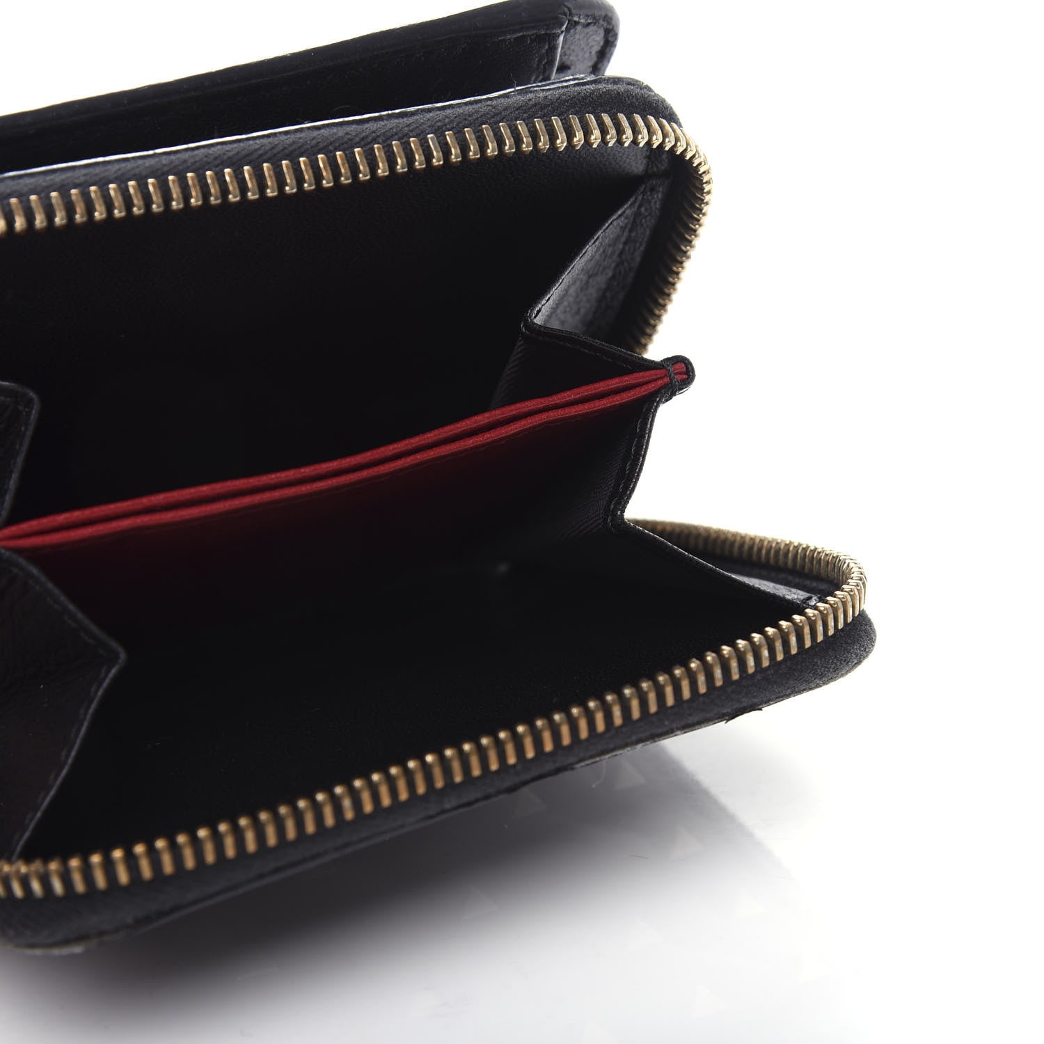 Valentino Garavani Nappa Rockstud Spike Compact Zip Around Wallet Black 5 of 7