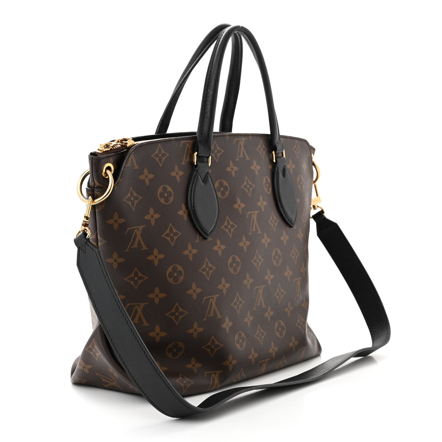 Monogram Flower Zipped Tote MM Black