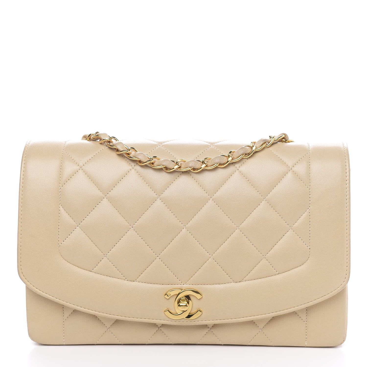 Chanel Lambskin Quilted Medium Single Flap Beige 1 of 17