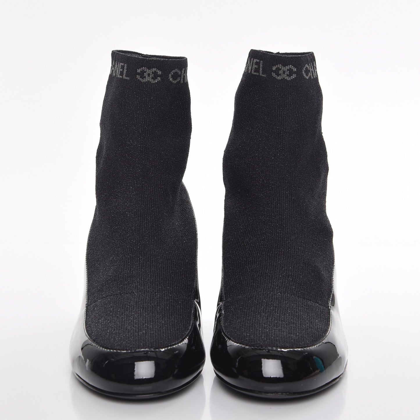 Fabric Patent Short Boots 38 Dark Grey Black