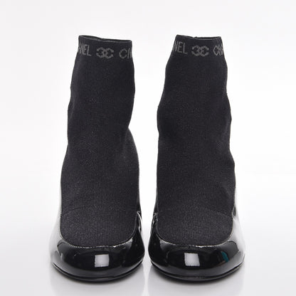 Chanel Fabric Patent Short Boots 38 Dark Grey Black 2 of 9