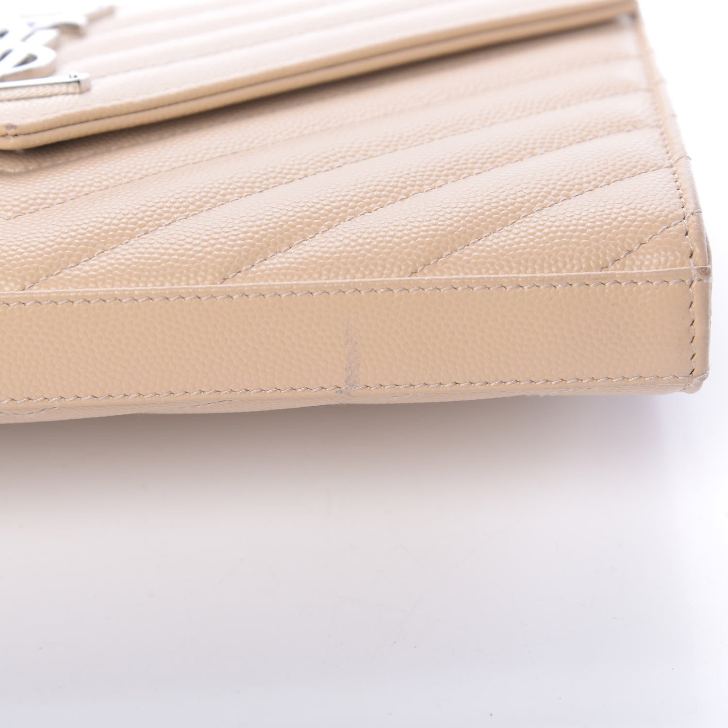 Saint Laurent Grain De Poudre Matelasse Chevron Monogram Chain Wallet Nude Powder 12 of 12