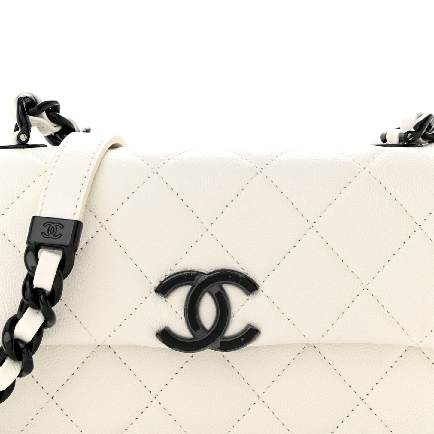 Caviar Quilted My Everything Small Flap White Black