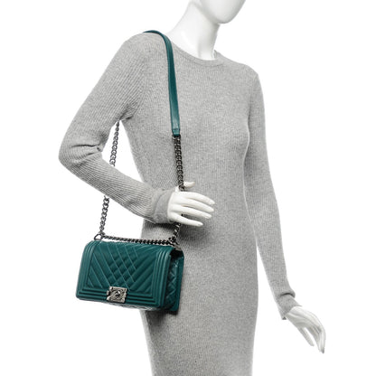 Chanel Calfskin Chevron Quilted Medium Boy Flap Green 2 of 8