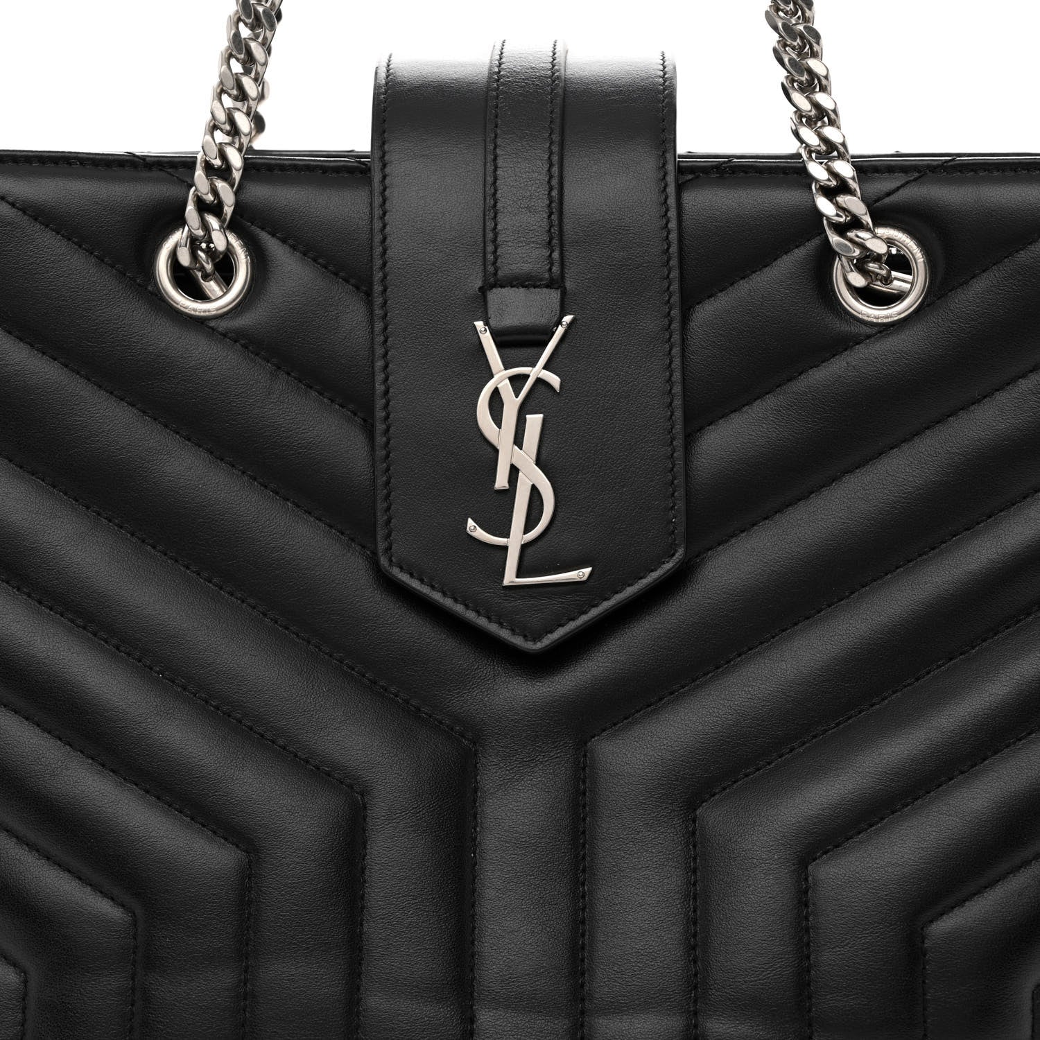 Saint Laurent Calfskin Y Quilted Monogram Large Loulou Shopper Black 8 of 10