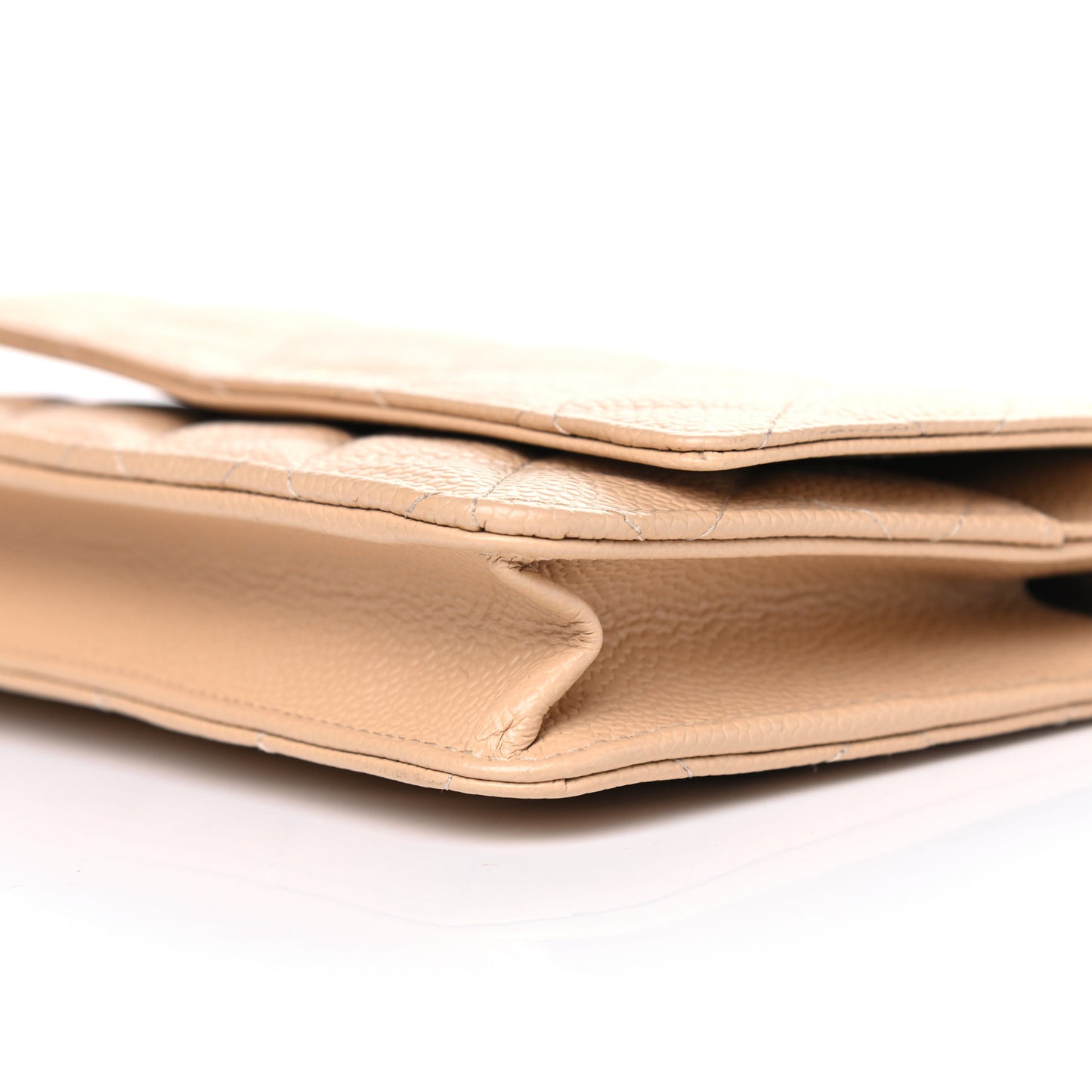 Caviar Quilted Wallet On Chain WOC Beige