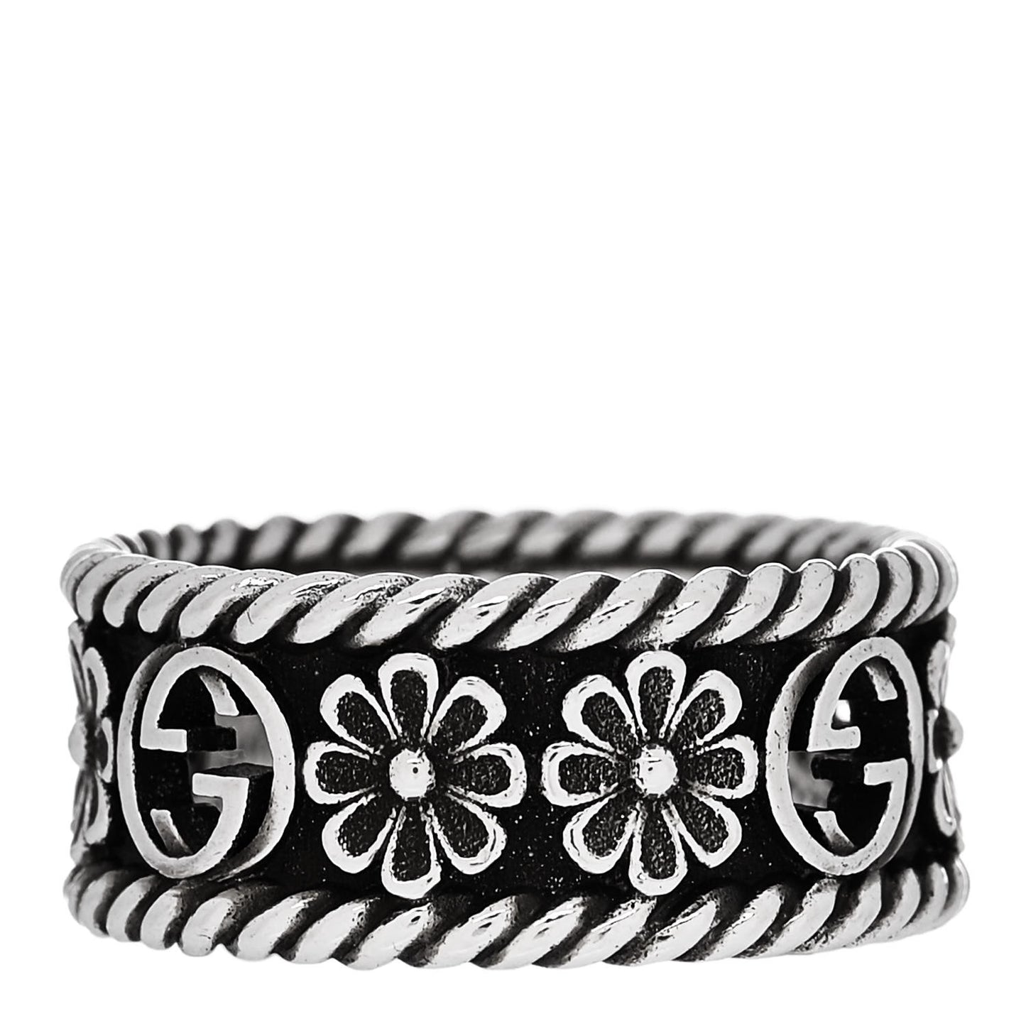 Sterling Silver Interlocking G Flower Ring 50 5.5