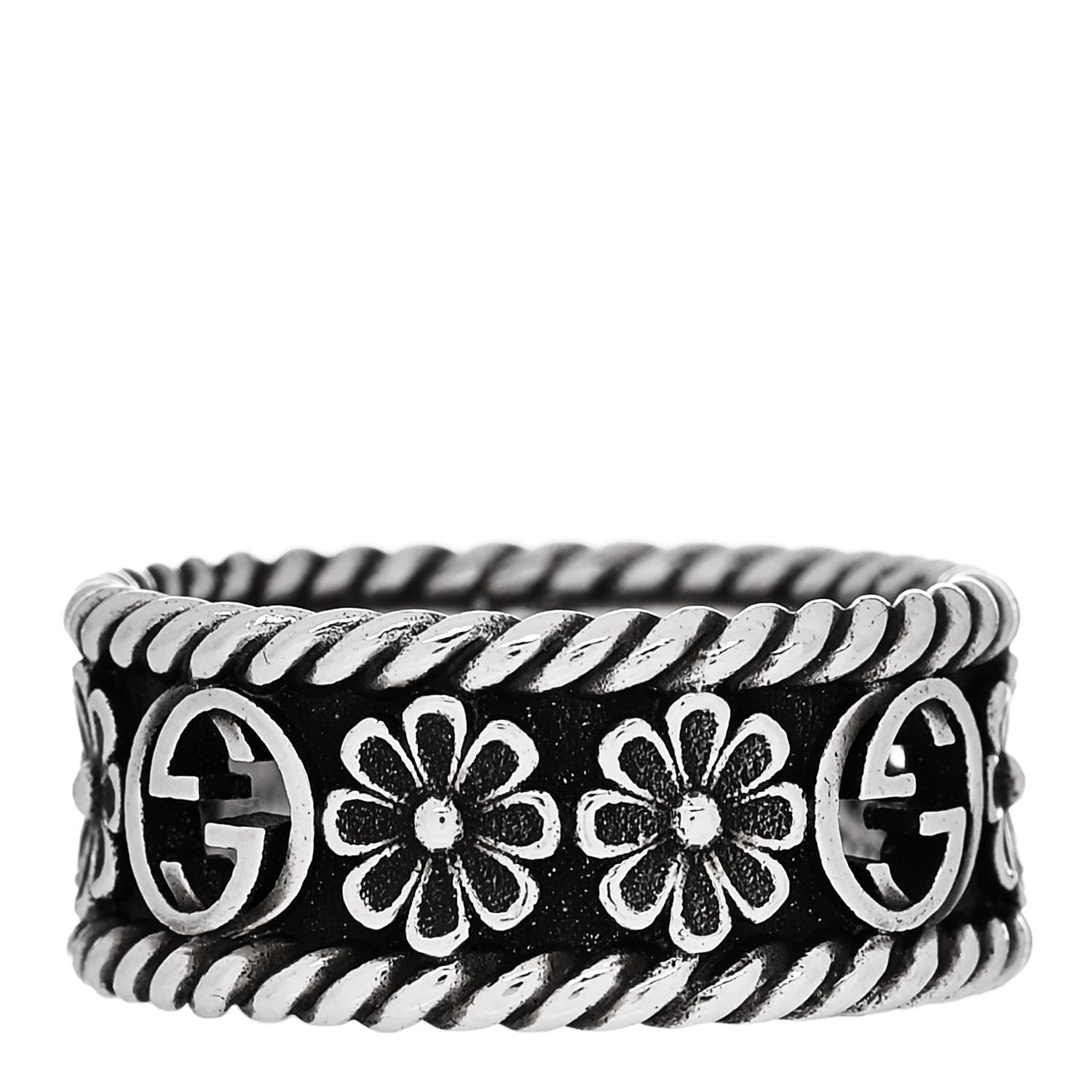 Gucci Sterling Silver Interlocking G Flower Ring 50 5.5 3 of 6