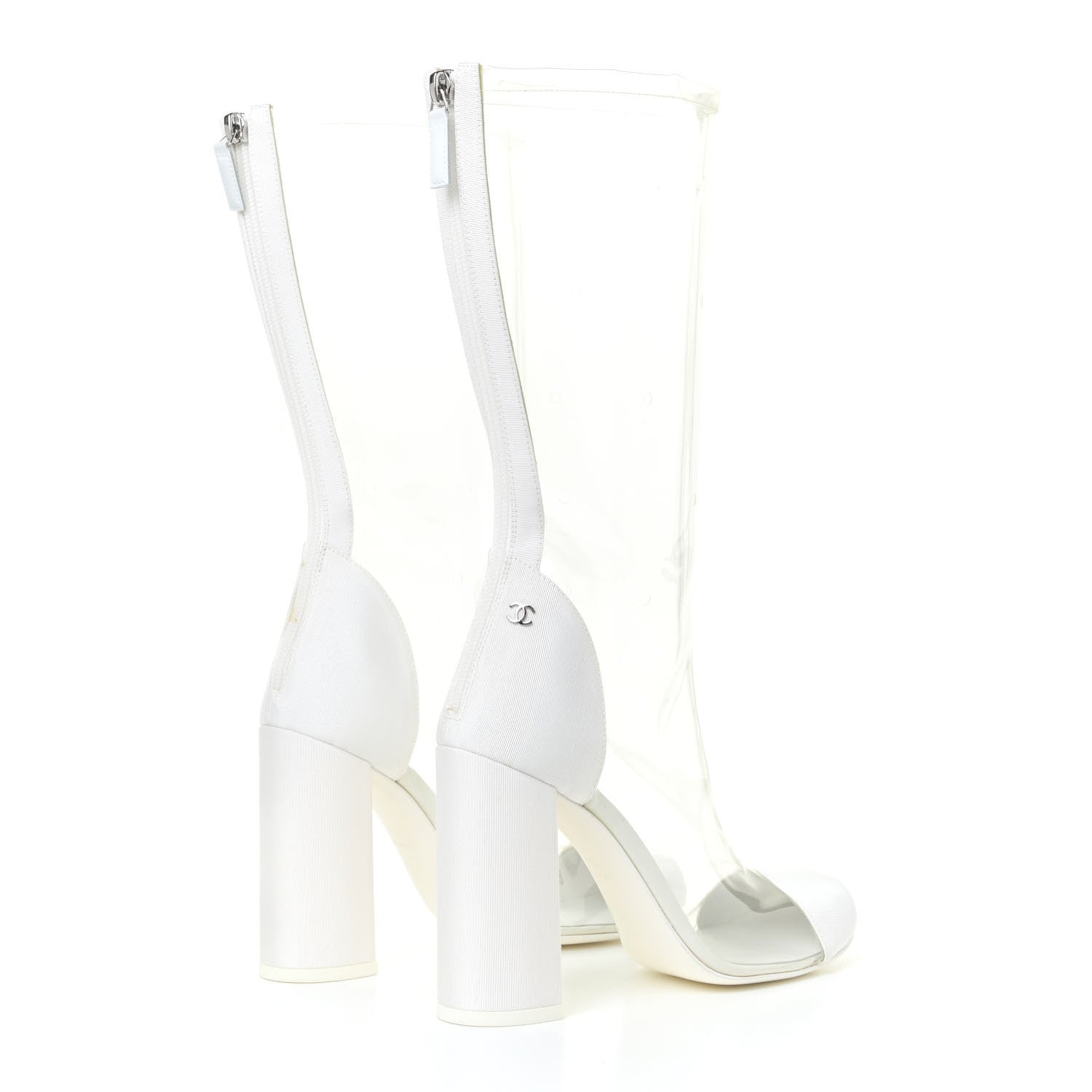 Chanel PVC Grosgrain High Boots 36 Transparent White 3 of 14