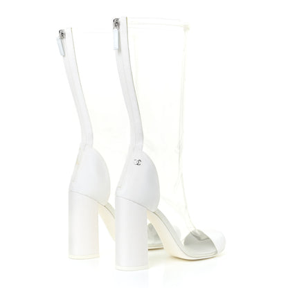 Chanel PVC Grosgrain High Boots 36 Transparent White 3 of 14
