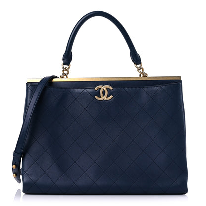 Chanel Lambskin Stitched Coco Luxe Tote Blue 1 of 15