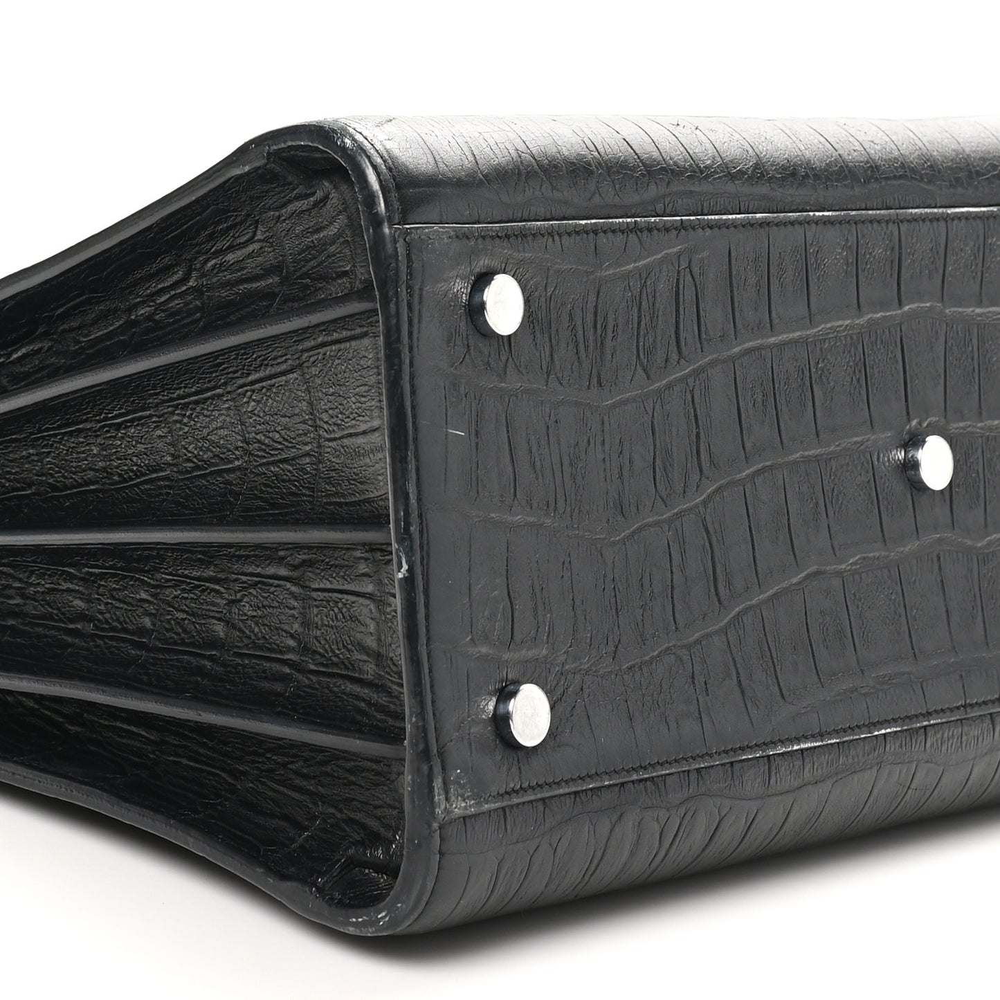 Calfskin Crocodile Embossed Small Sac de Jour Black